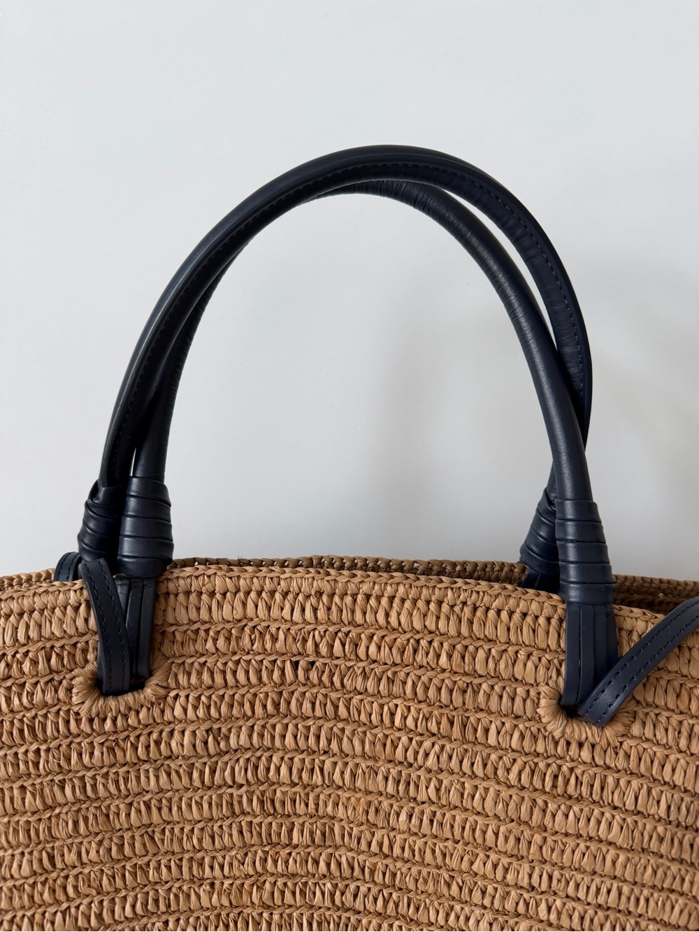 Sézane Justine Basket Bag in Deep Natural Raffia and Navy Handles - Picture 8 of 15